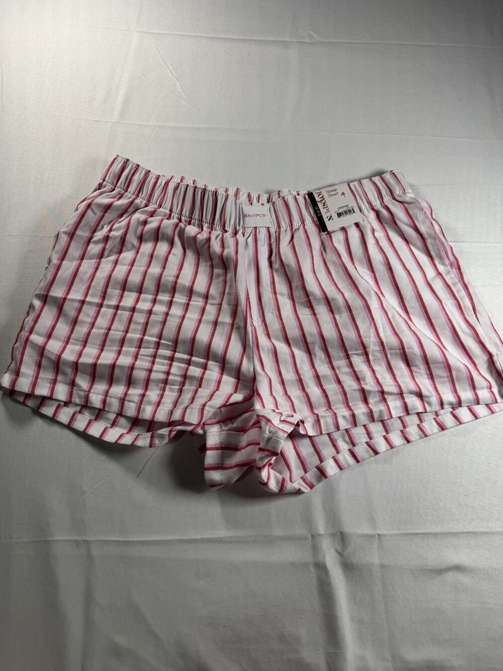 Joyspun Womens Woven Pajama Boxer Shorts 3'' Inseam Vivid White Stripe S NWT